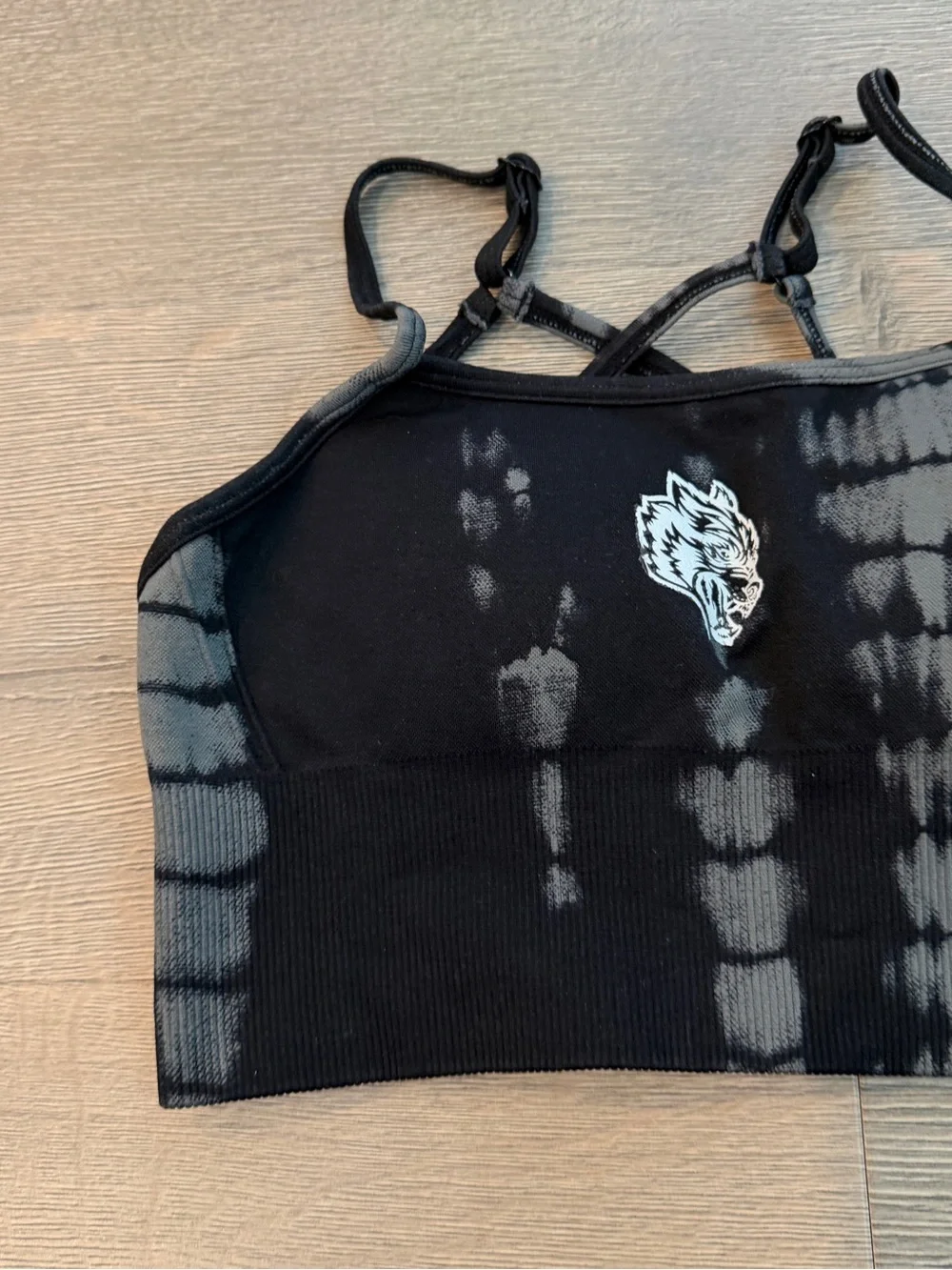 Darc sport she wolf wolves sports bra black grey tie dye